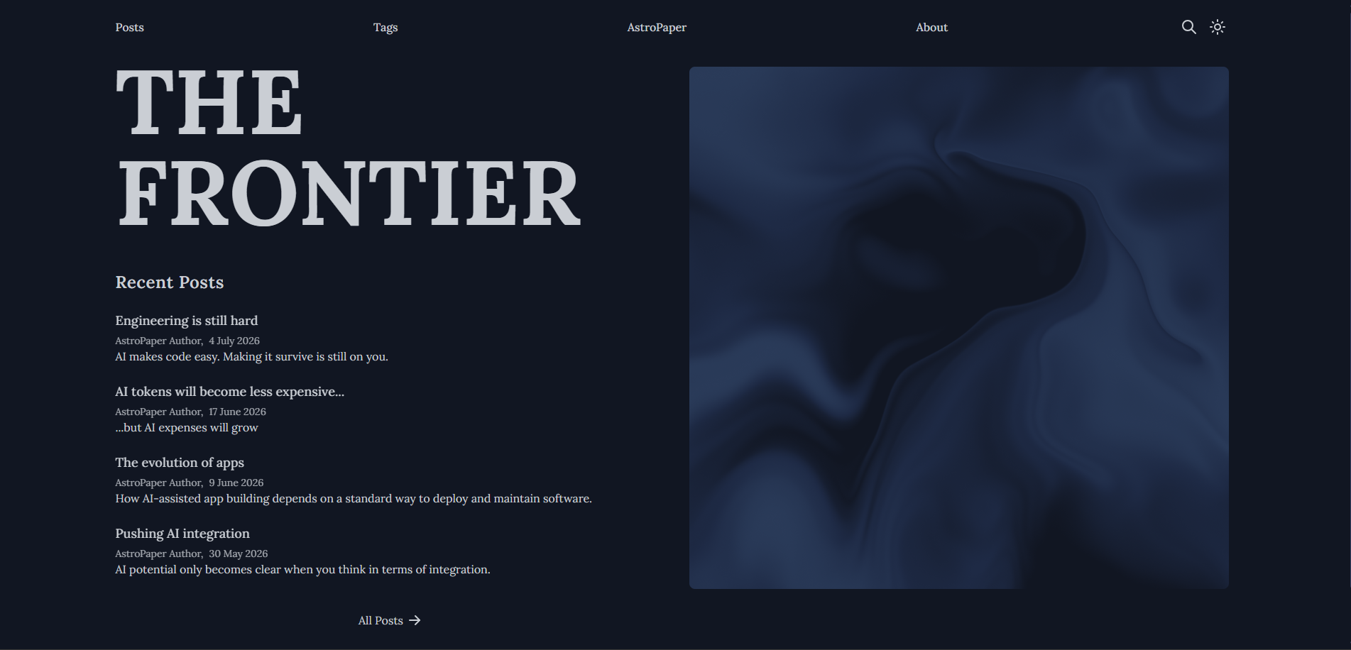 Warp homepage preview